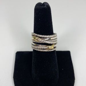 David Yurman Size 7 18K Double X Crossover Ring